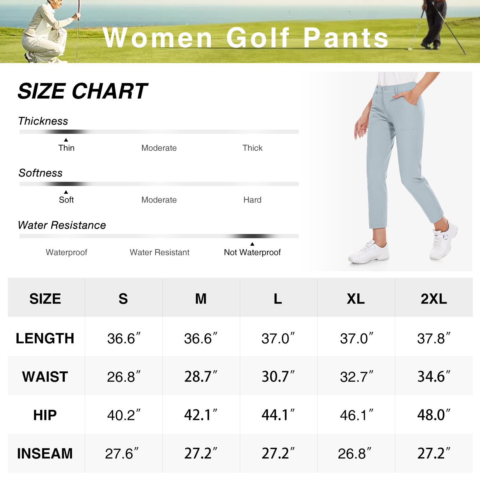 MOTEEPI Women's Lightweight Stretchy Work Hiking Golf Pants