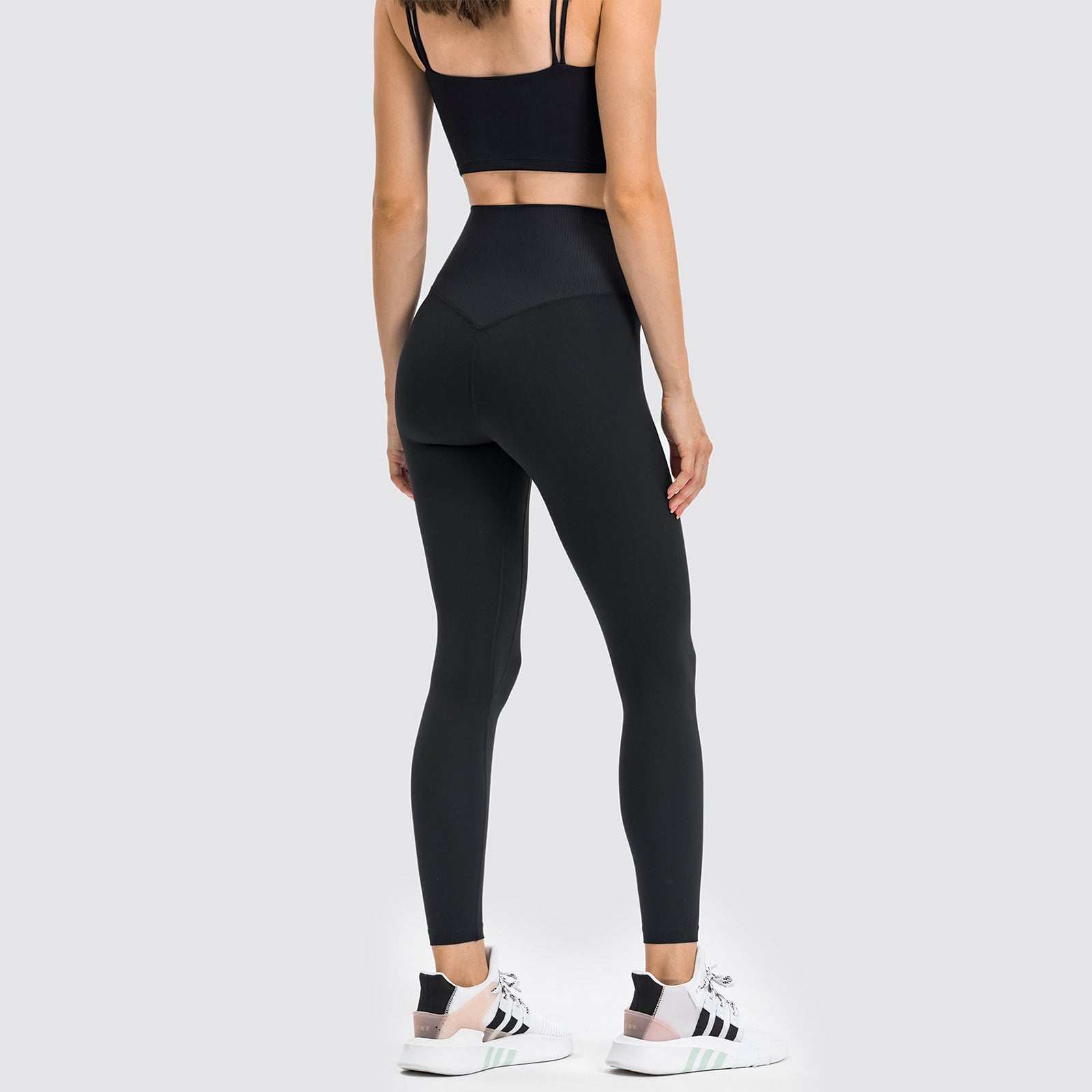 High Waisted Butt Lifting Wide Waistband Plain Full Length Leggings