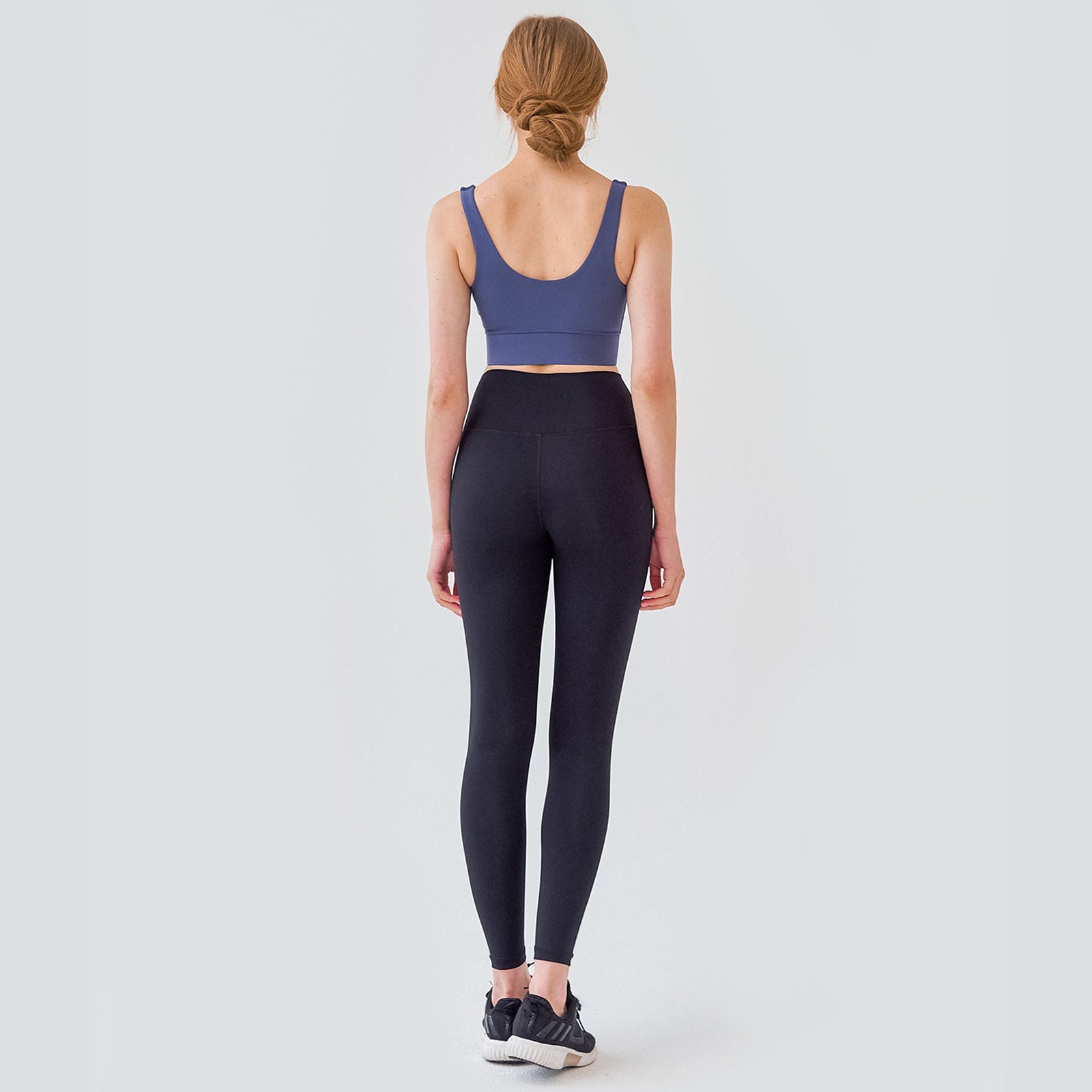 High Rise Contrast Trim Plain Full Length Leggings