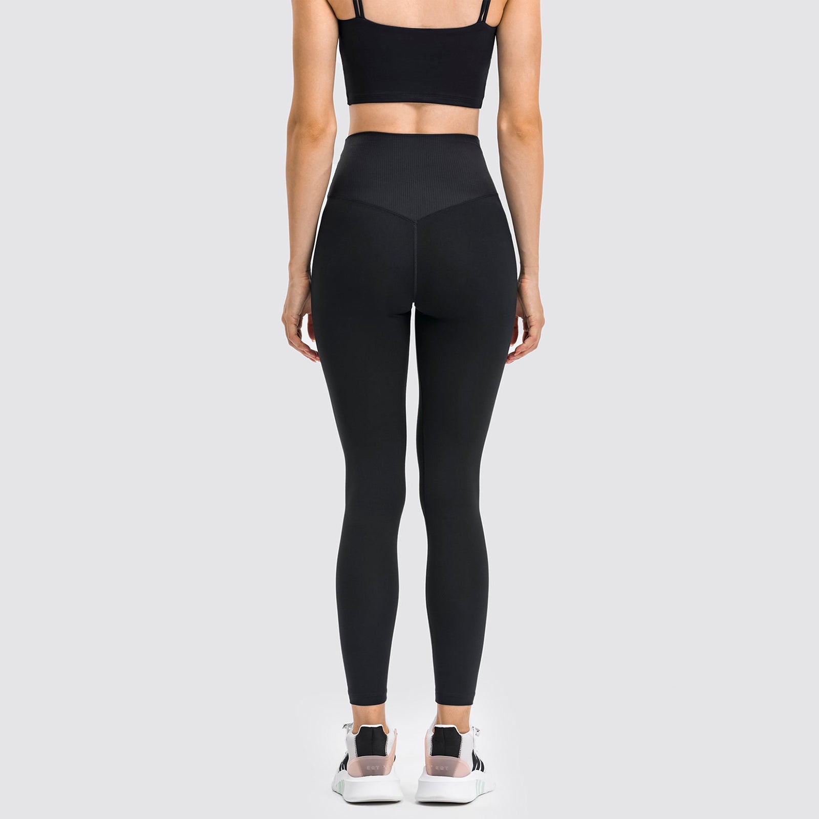 High Waisted Butt Lifting Wide Waistband Plain Full Length Leggings