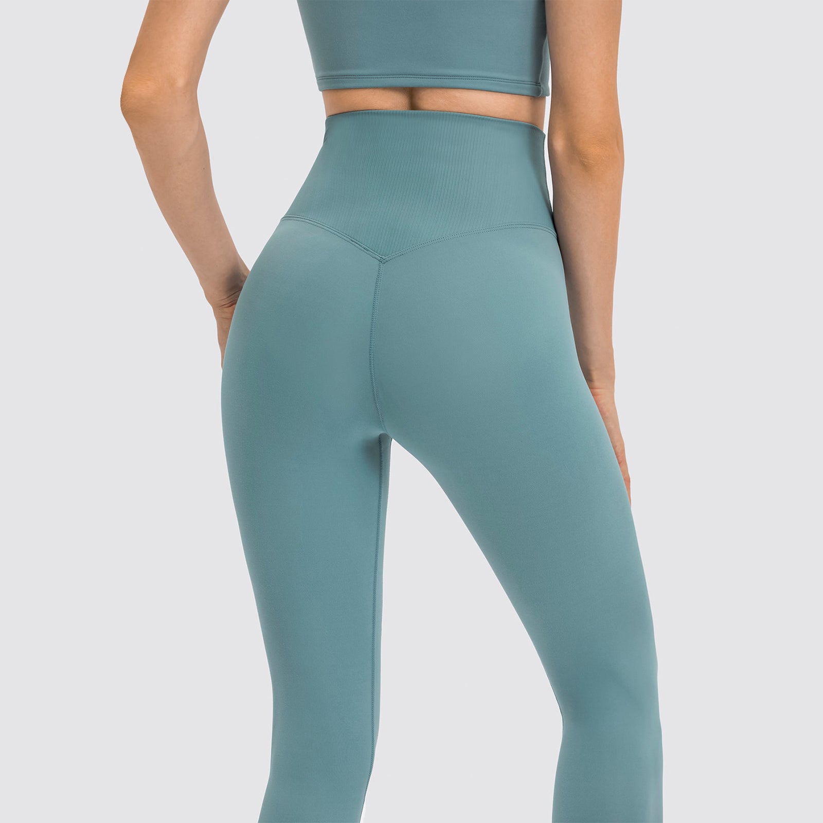 High Waisted Butt Lifting Wide Waistband Plain Full Length Leggings