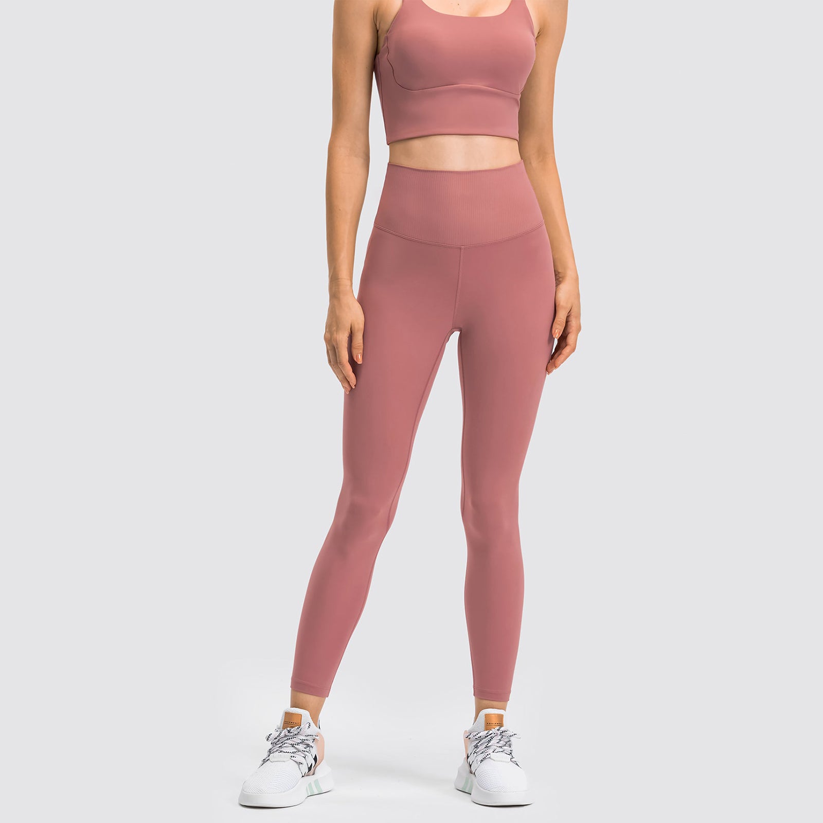 High Waisted Butt Lifting Wide Waistband Plain Full Length Leggings