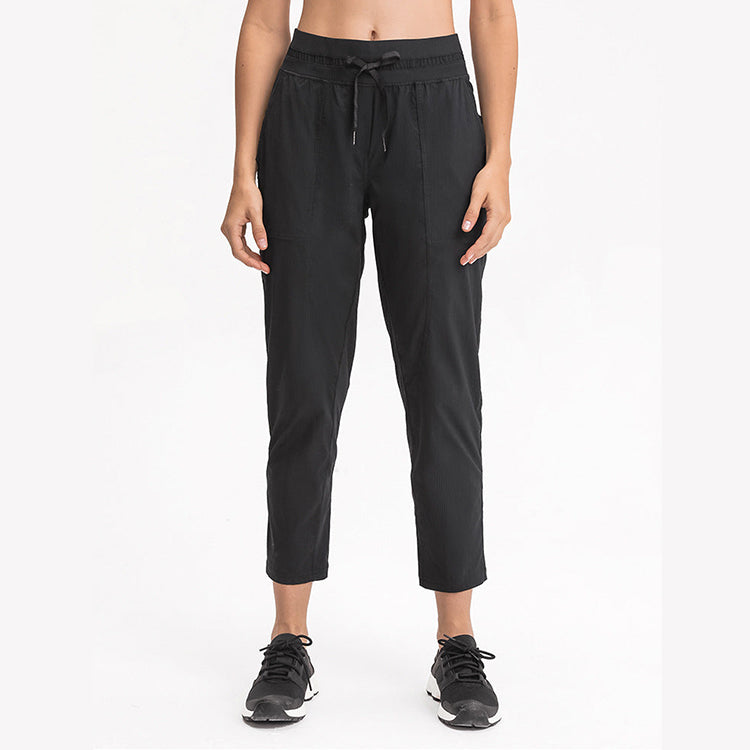 Mid Rise Drawstring Side Pocket Plain Lounge Pants