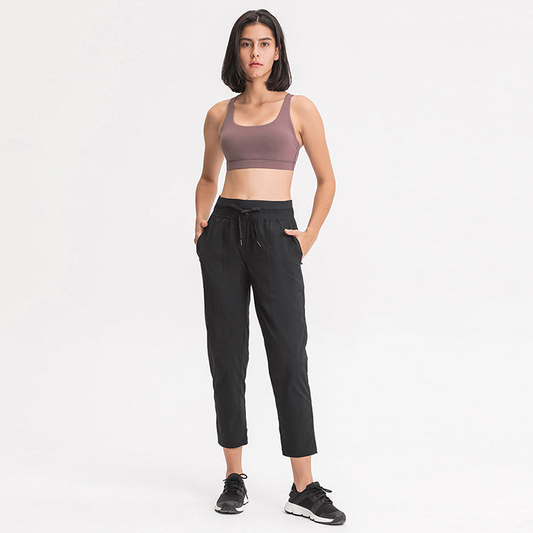 Mid Rise Drawstring Side Pocket Plain Lounge Pants