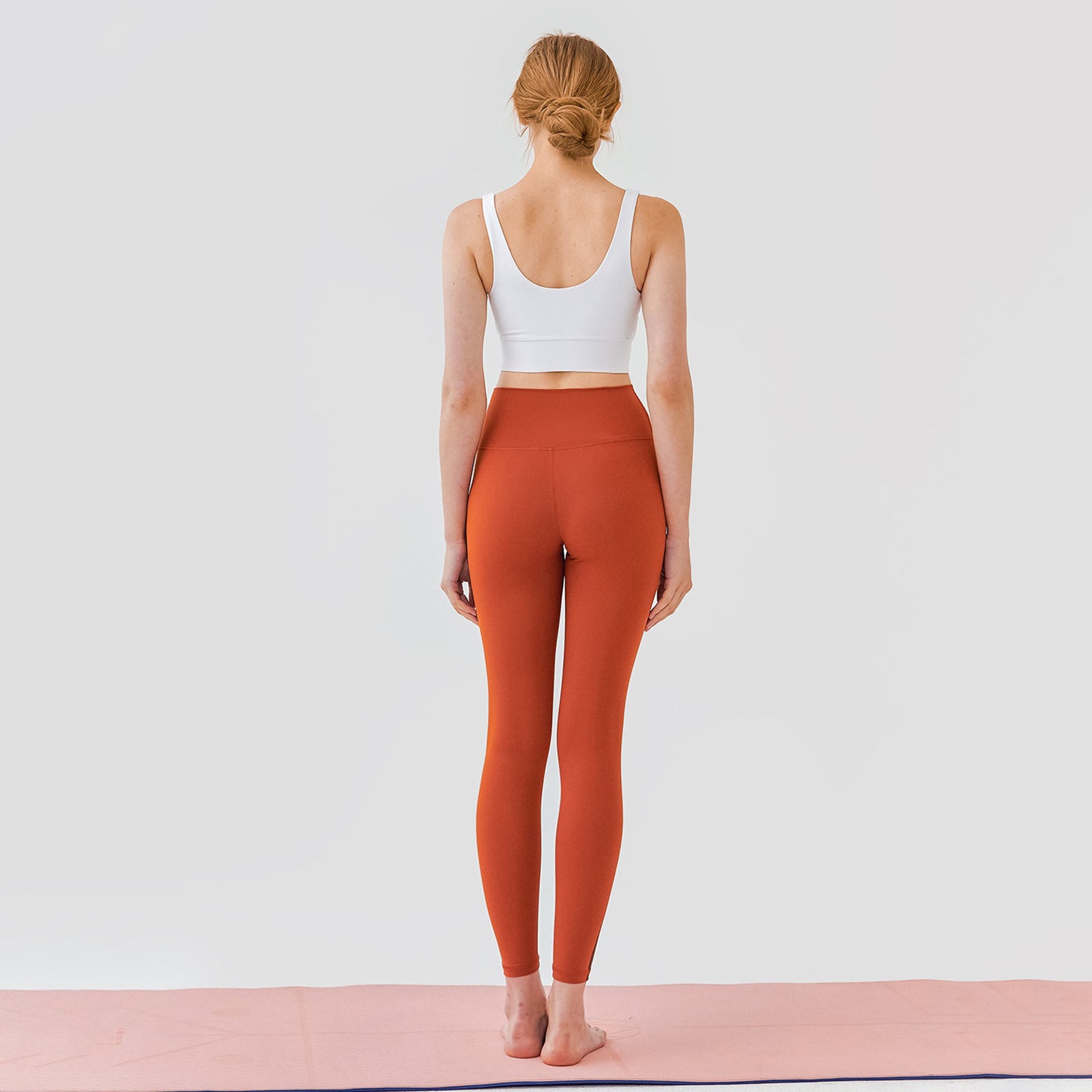 High Rise Contrast Trim Plain Full Length Leggings