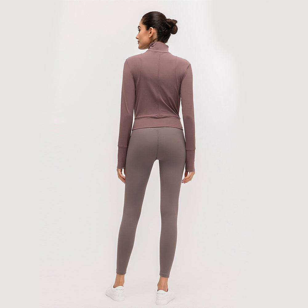 Zipper Hole Thumb Cropped Sports Jacket