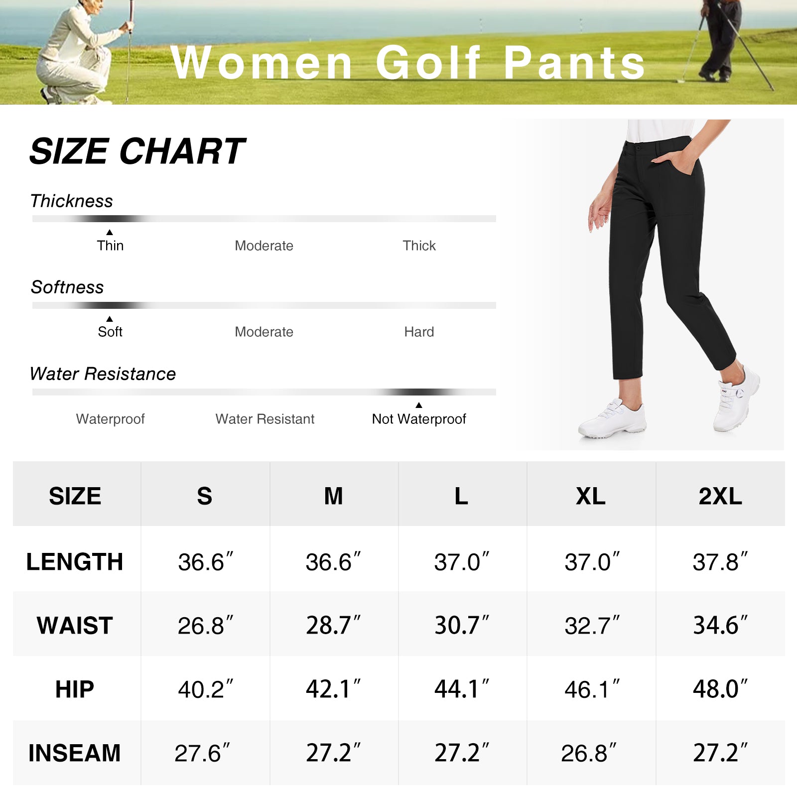 MOTEEPI Women's Lightweight Stretchy Work Hiking Golf Pants