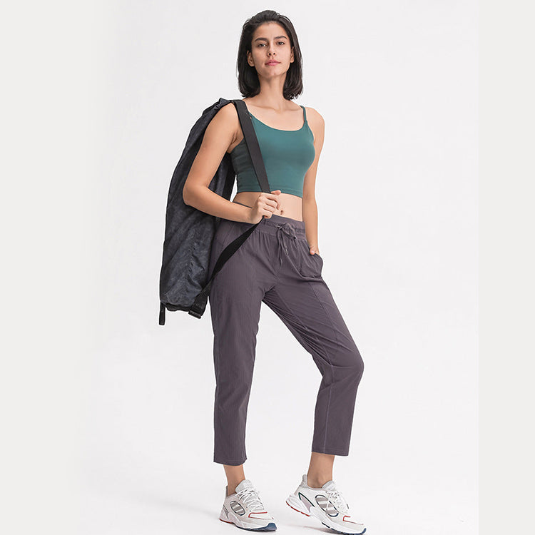 Mid Rise Drawstring Side Pocket Plain Lounge Pants