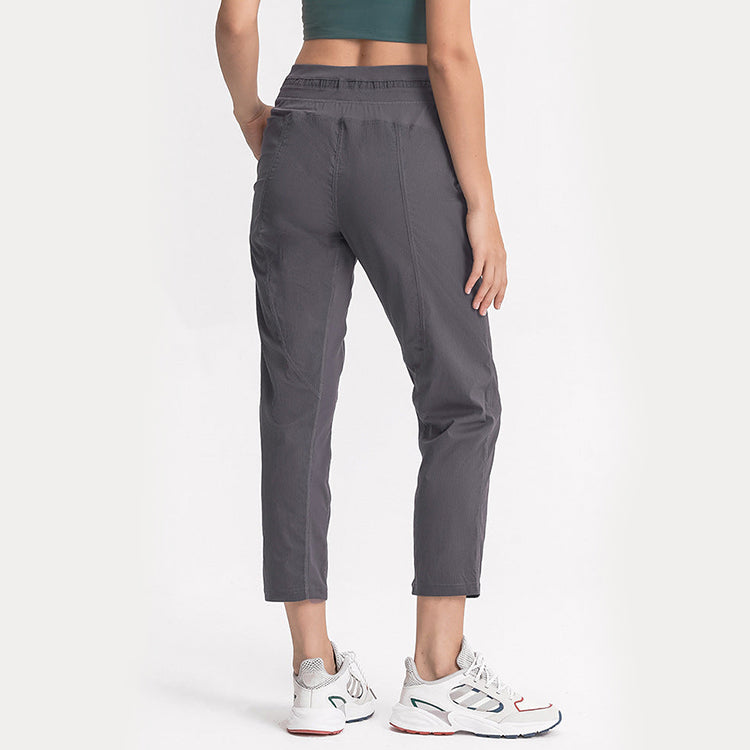 Mid Rise Drawstring Side Pocket Plain Lounge Pants