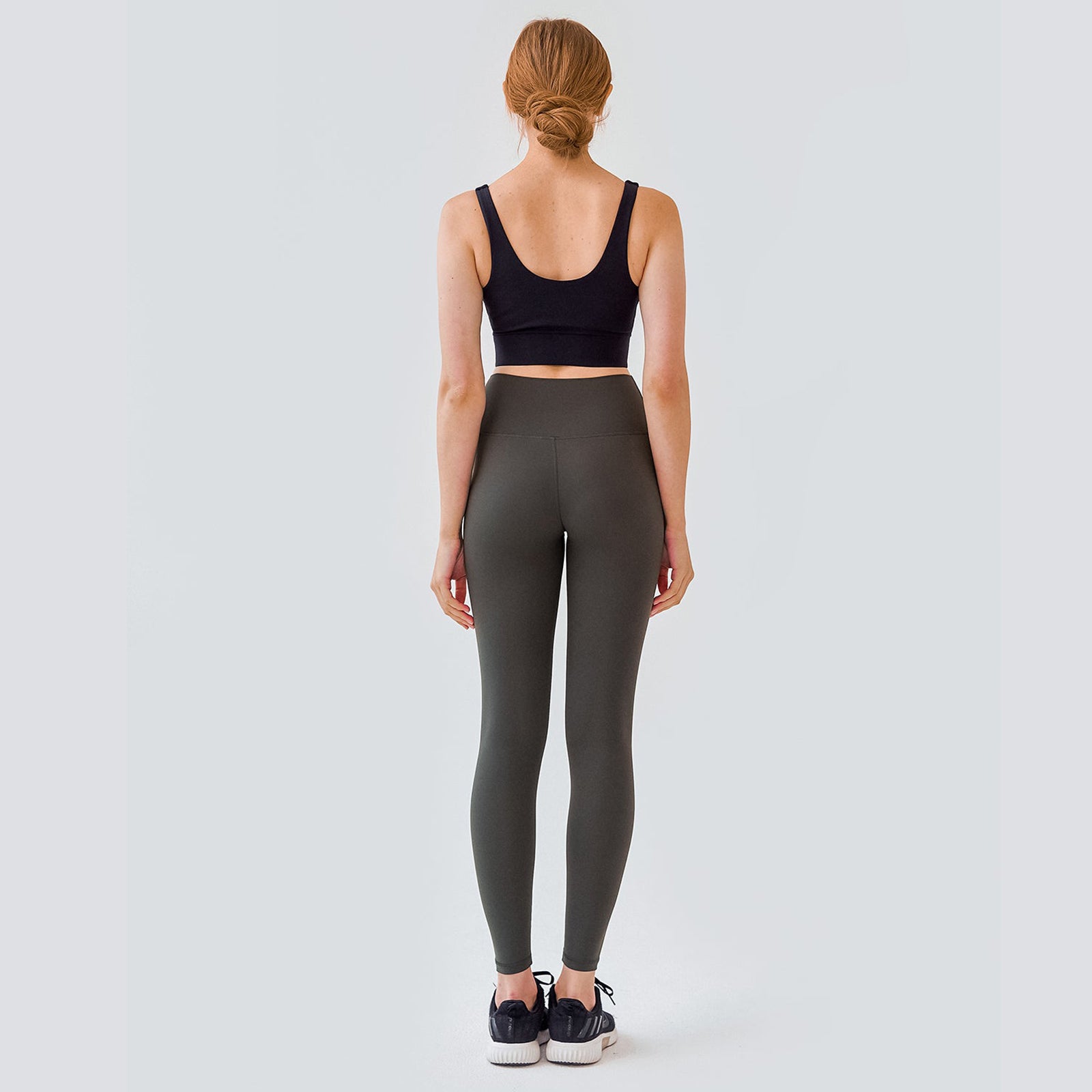 High Rise Contrast Trim Plain Full Length Leggings