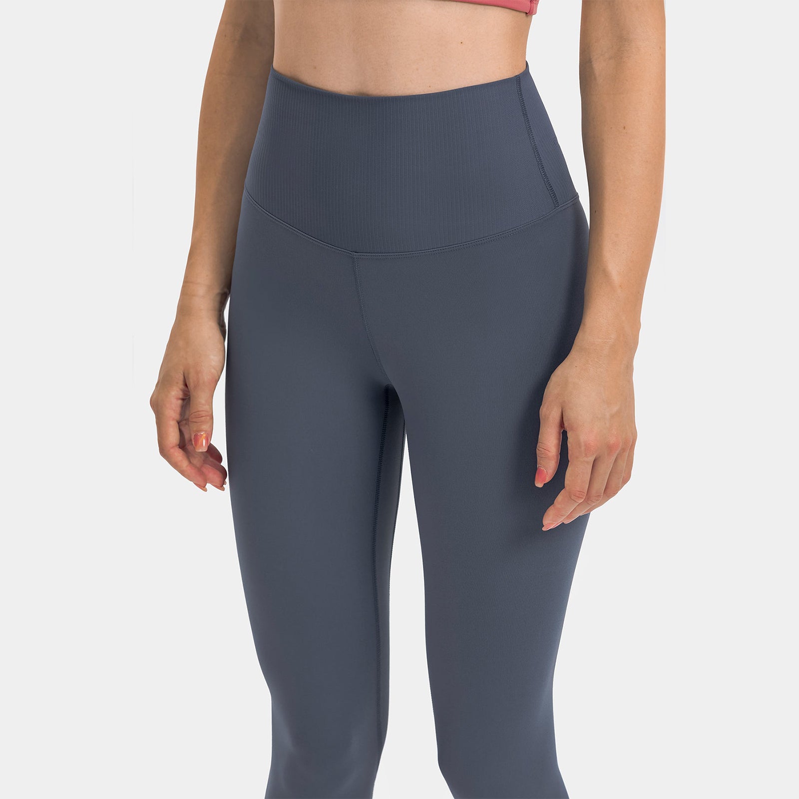 High Waisted Butt Lifting Wide Waistband Plain Full Length Leggings