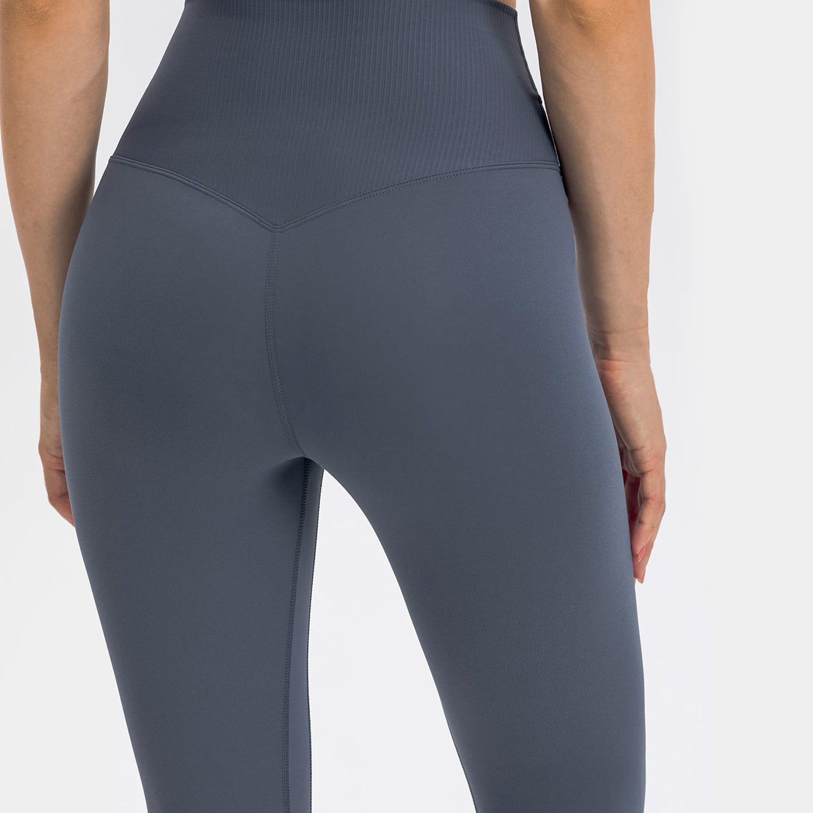 High Waisted Butt Lifting Wide Waistband Plain Full Length Leggings