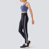 High Rise Contrast Trim Plain Full Length Leggings