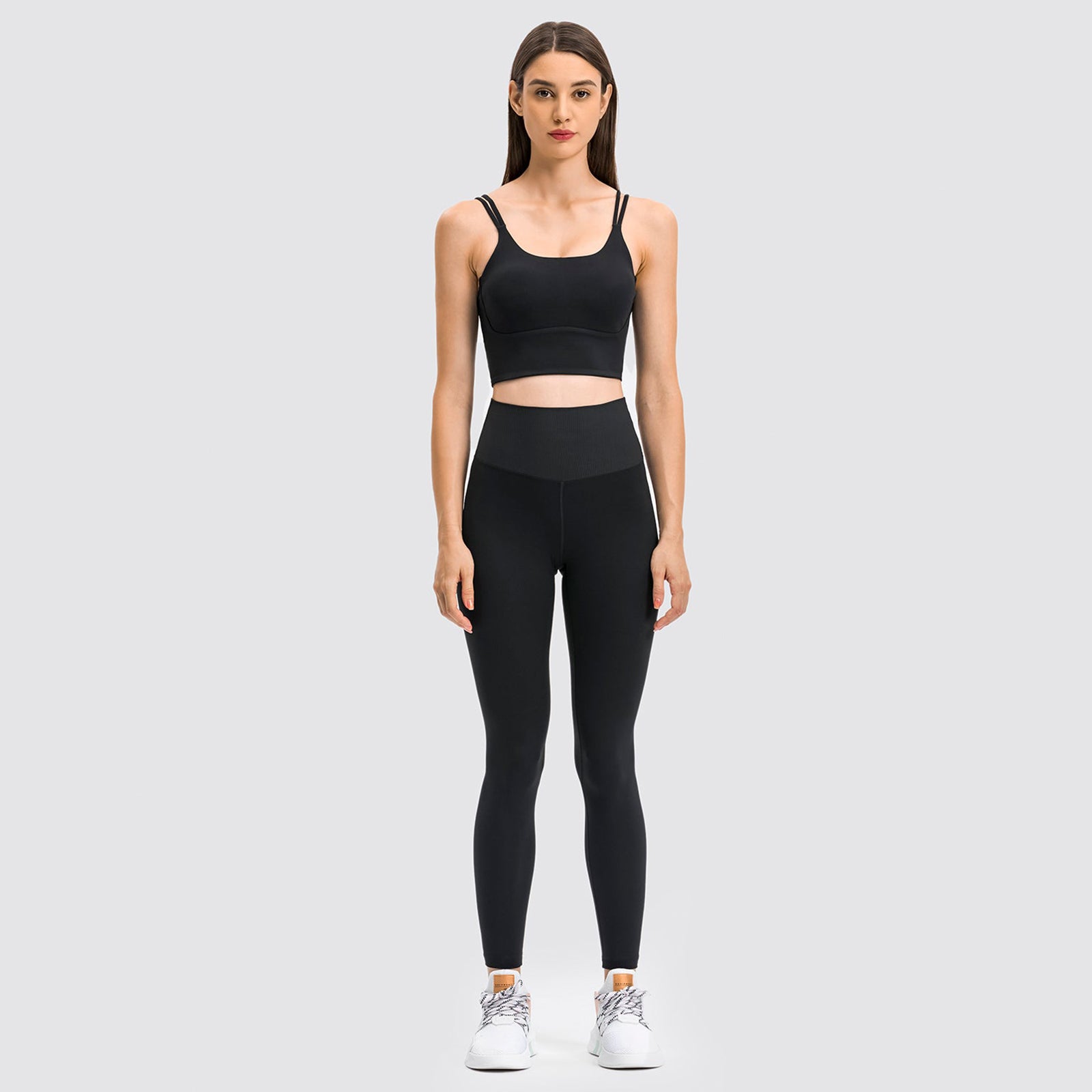 High Waisted Butt Lifting Wide Waistband Plain Full Length Leggings