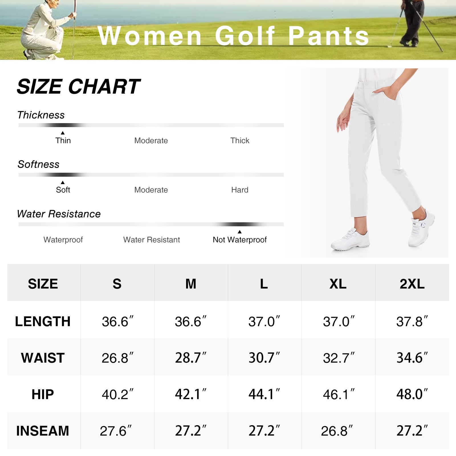 MOTEEPI Women's Lightweight Stretchy Work Hiking Golf Pants