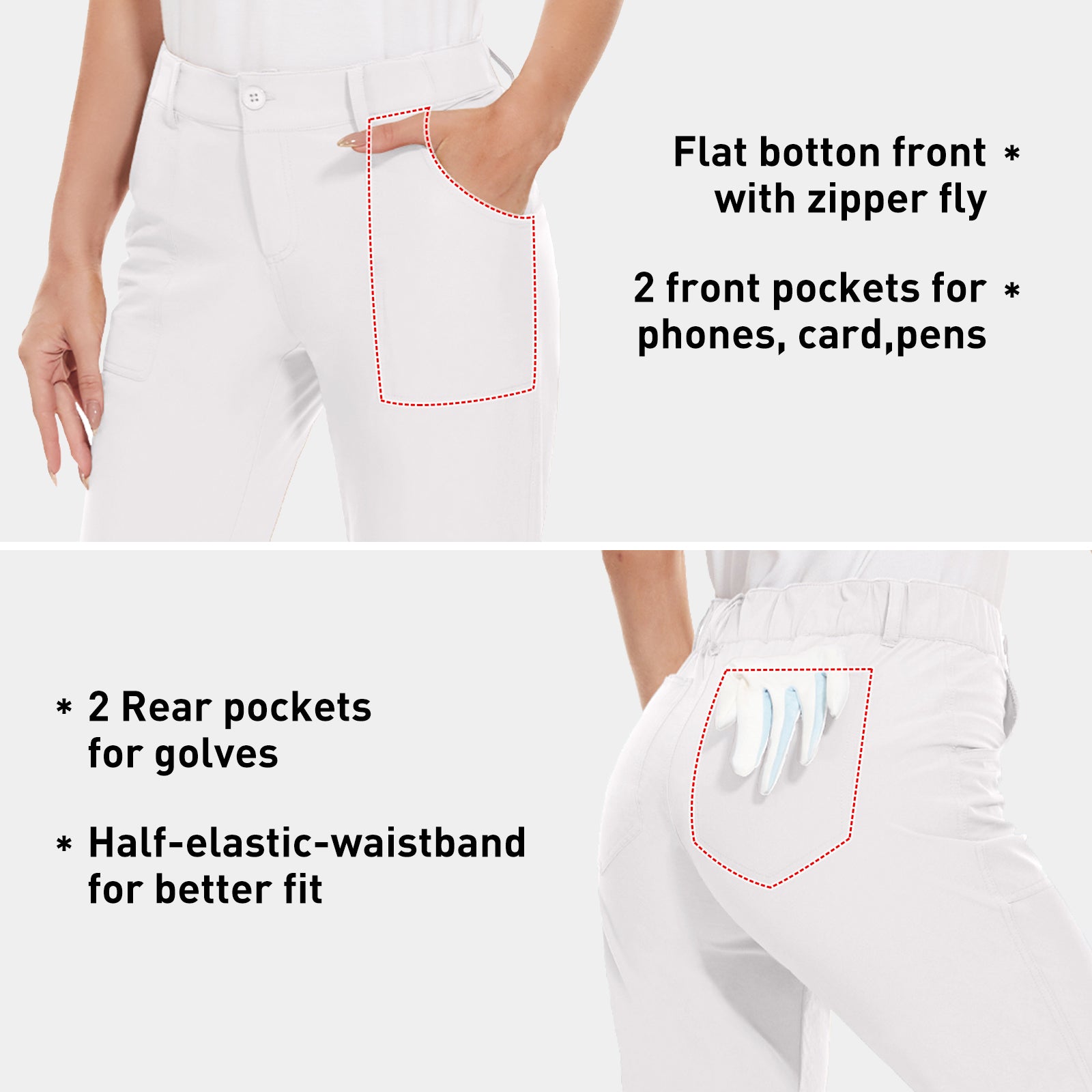 MOTEEPI Women's Lightweight Stretchy Work Hiking Golf Pants