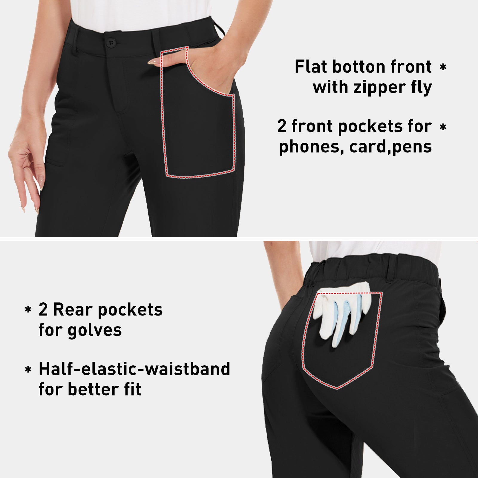 MOTEEPI Women's Lightweight Stretchy Work Hiking Golf Pants