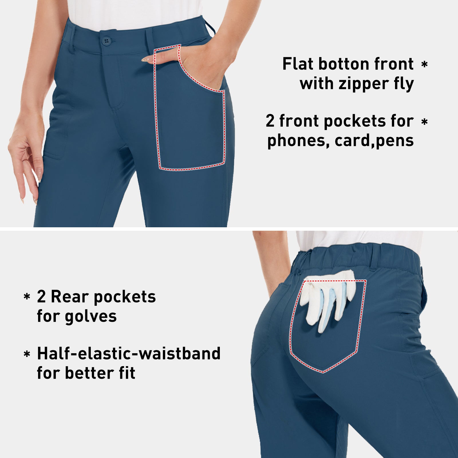MOTEEPI Women's Lightweight Stretchy Work Hiking Golf Pants