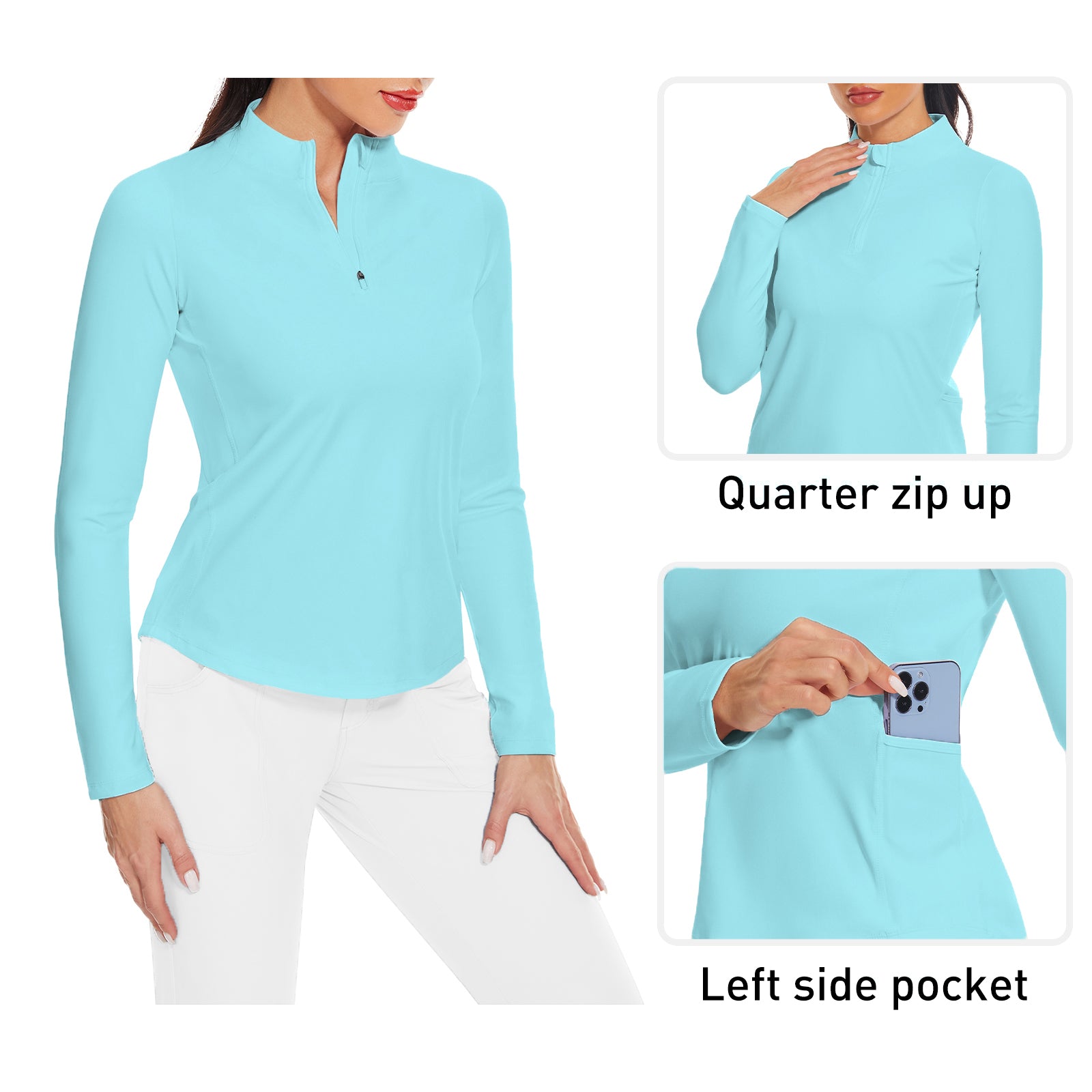 MOTEEPI Womens Golf Shirt Long Sleeve Athletic Pullover