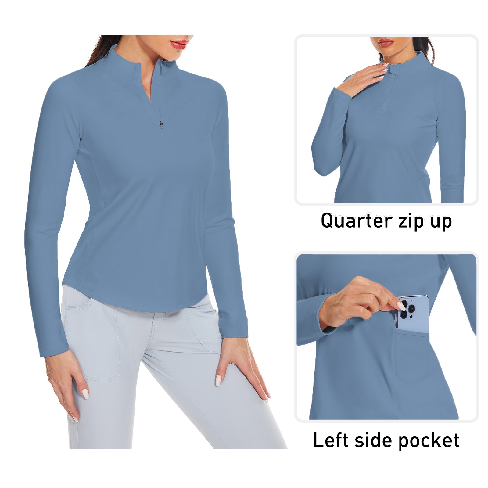 MOTEEPI Womens Golf Shirt Long Sleeve Athletic Pullover