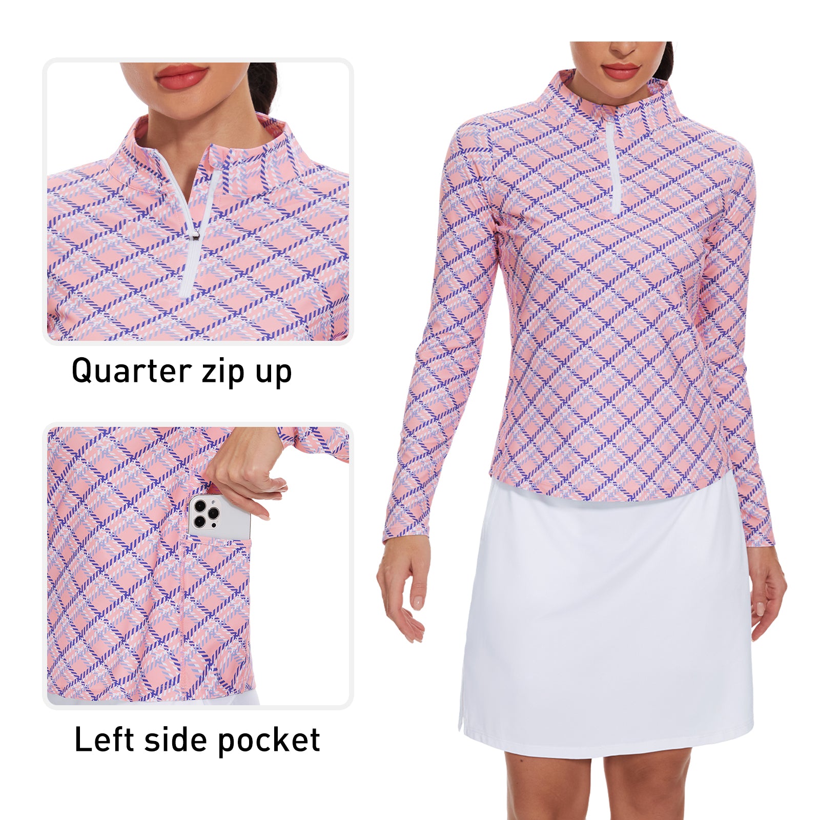 MOTEEPI Womens Golf Shirt Long Sleeve Athletic Pullover
