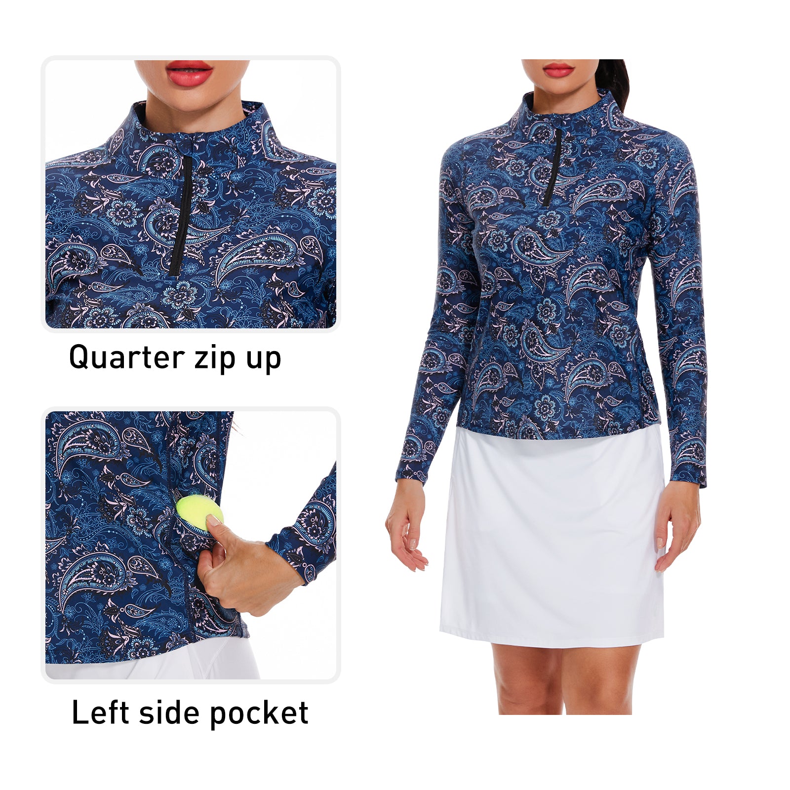 MOTEEPI Womens Golf Shirt Long Sleeve Athletic Pullover