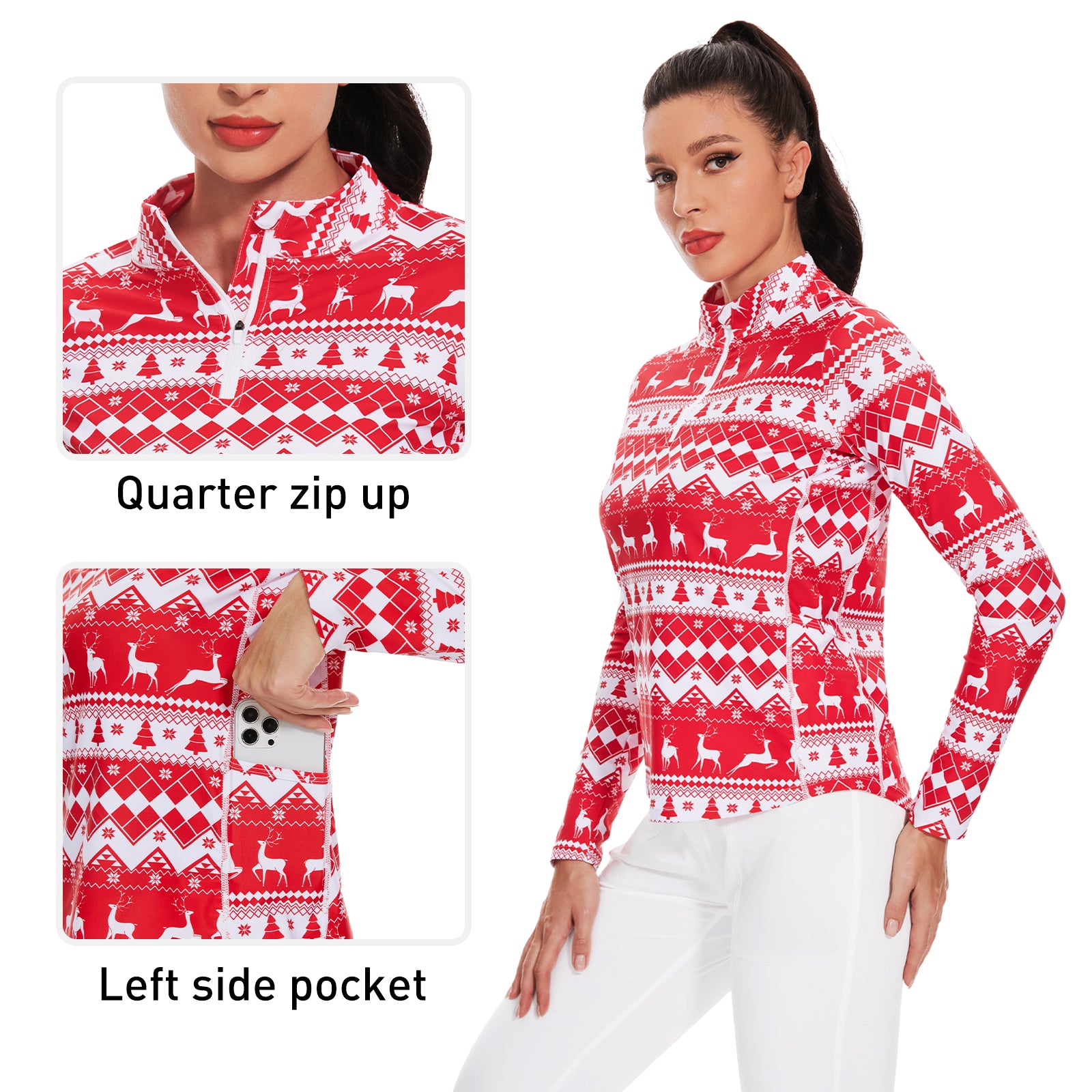 MOTEEPI Womens Golf Shirt Long Sleeve Athletic Pullover