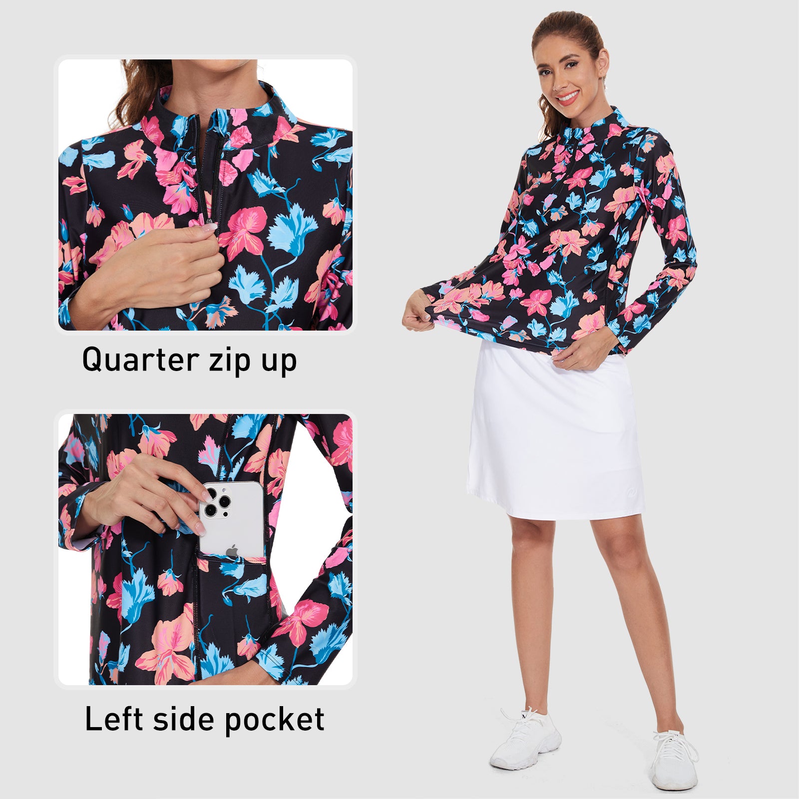 MOTEEPI Womens Golf Shirt Long Sleeve Athletic Pullover