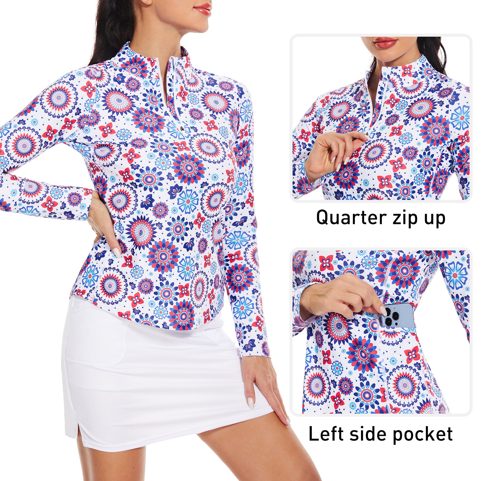 MOTEEPI Womens Golf Shirt Long Sleeve Athletic Pullover