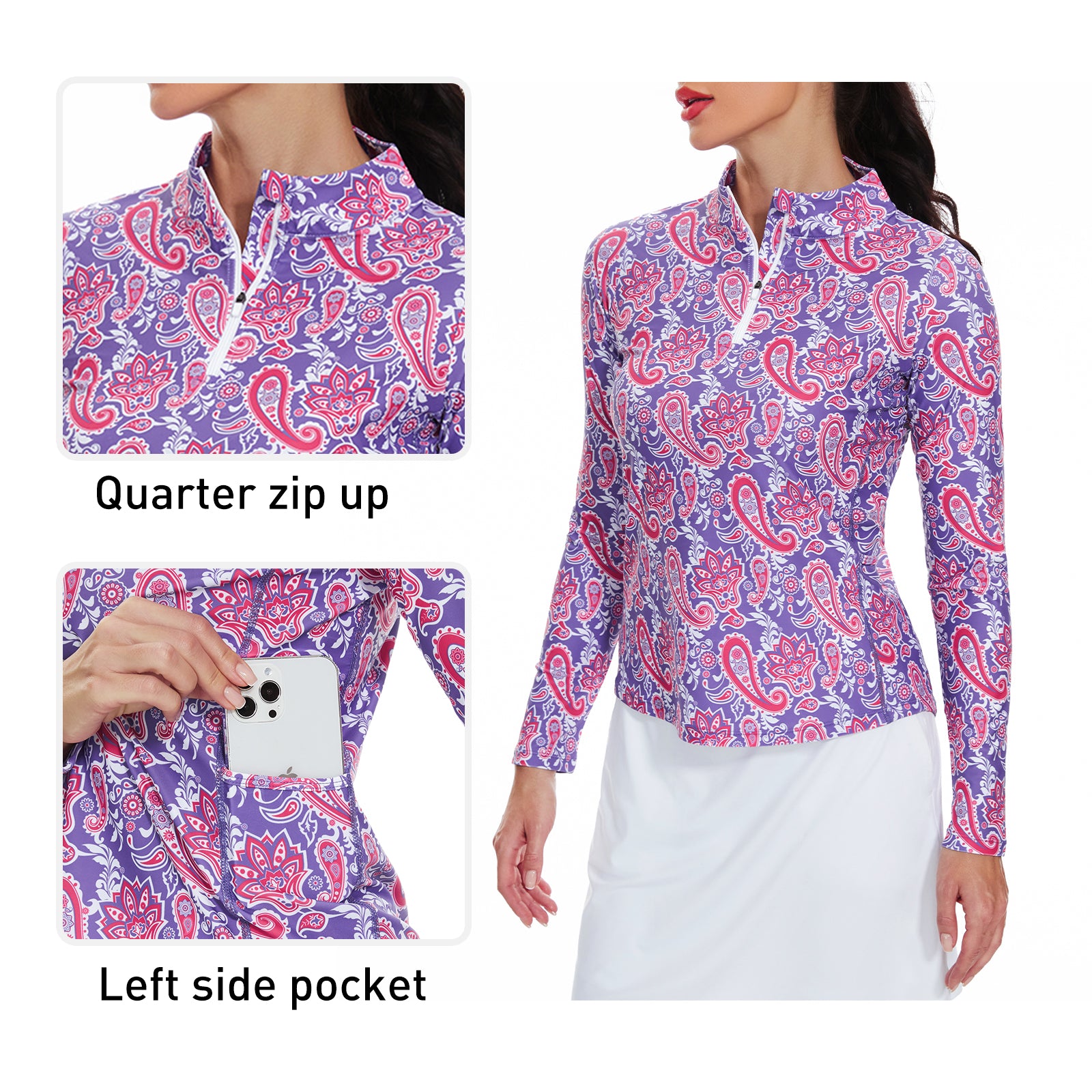MOTEEPI Womens Golf Shirt Long Sleeve Athletic Pullover