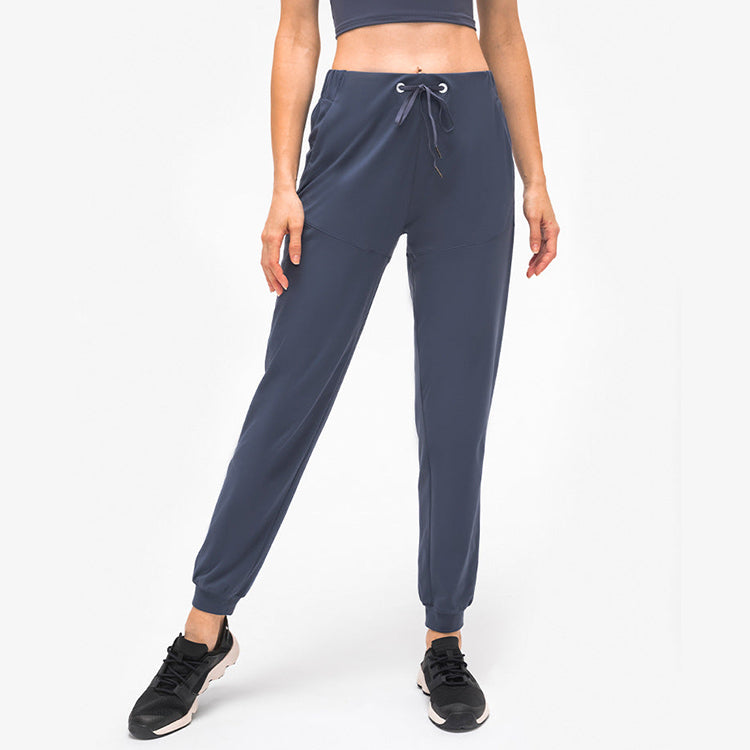 High Waisted Drawstring Side Pocket Tapered Joggers