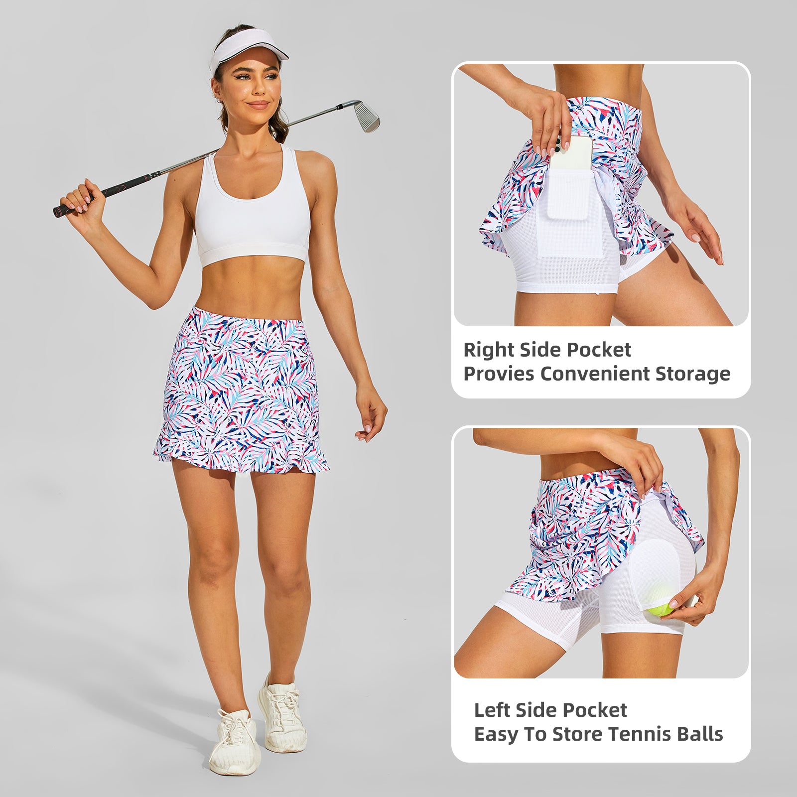 MOTEEPI Tennis Skirt with Shorts Golf Skorts for Women Dressy Pickleball Skort Golf Outfits Clothes Athletic Skorts