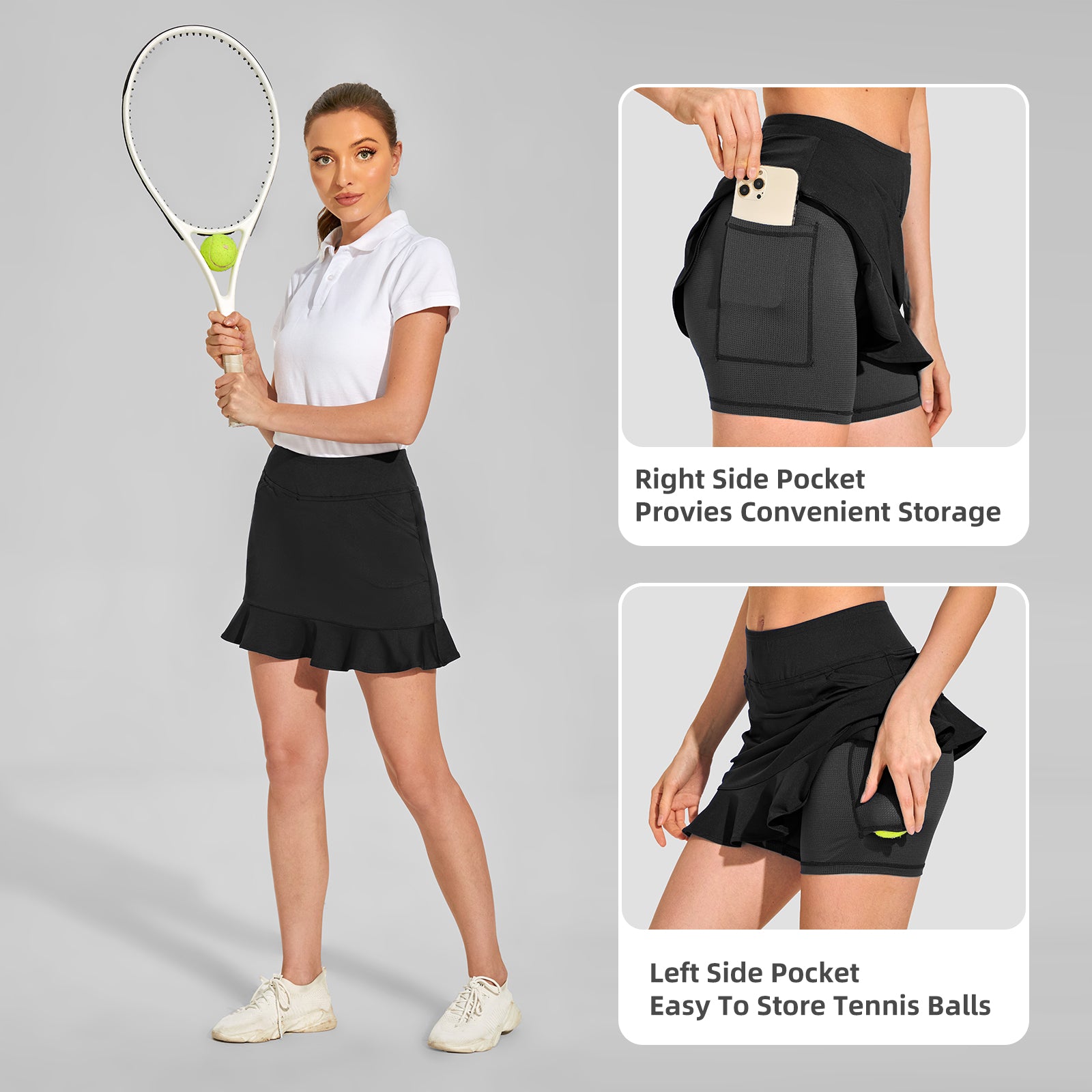 MOTEEPI Tennis Skirt with Shorts Golf Skorts for Women Dressy Pickleball Skort Golf Outfits Clothes Athletic Skorts