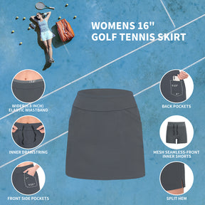 MOTEEPI 16" Golf Skort for Women Tennis Skirt