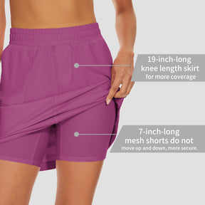 MOTEEPI Skorts Skirts for Women Casual Dressy Cotton Knee Length Golf Skirts for Women Pockets
