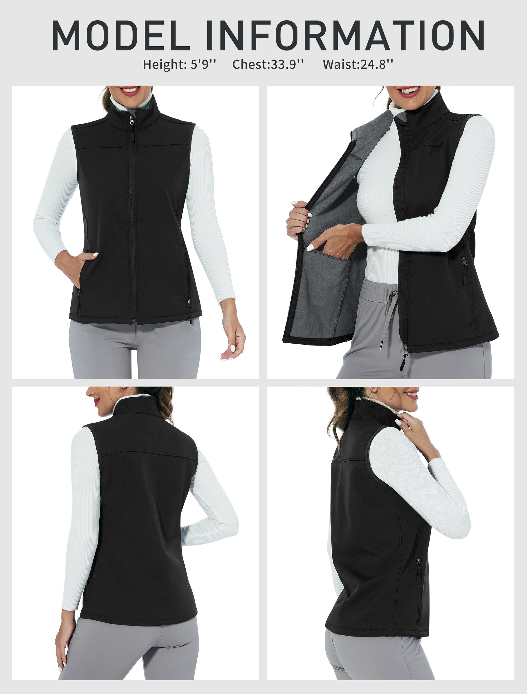 MOTEEPI Women Sleeveless Fleece Lined Lightweight Golf Vests Outerwear