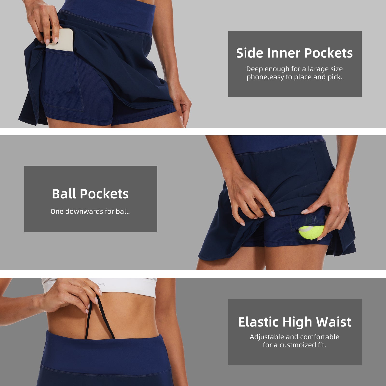 MOTEEPI Tennis Skirts for Women High Waisted Golf Athletic Workout Skort with Shorts Pockets