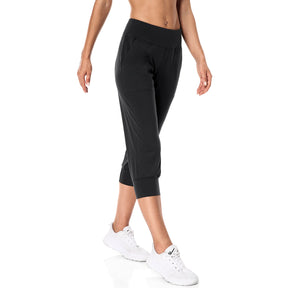 High Waisted Women Athletic Cropped Yoga Running Pants with Pockets