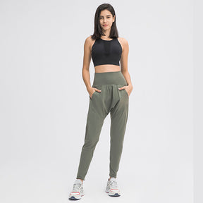 High Waisted Elastic Waistband Joggers