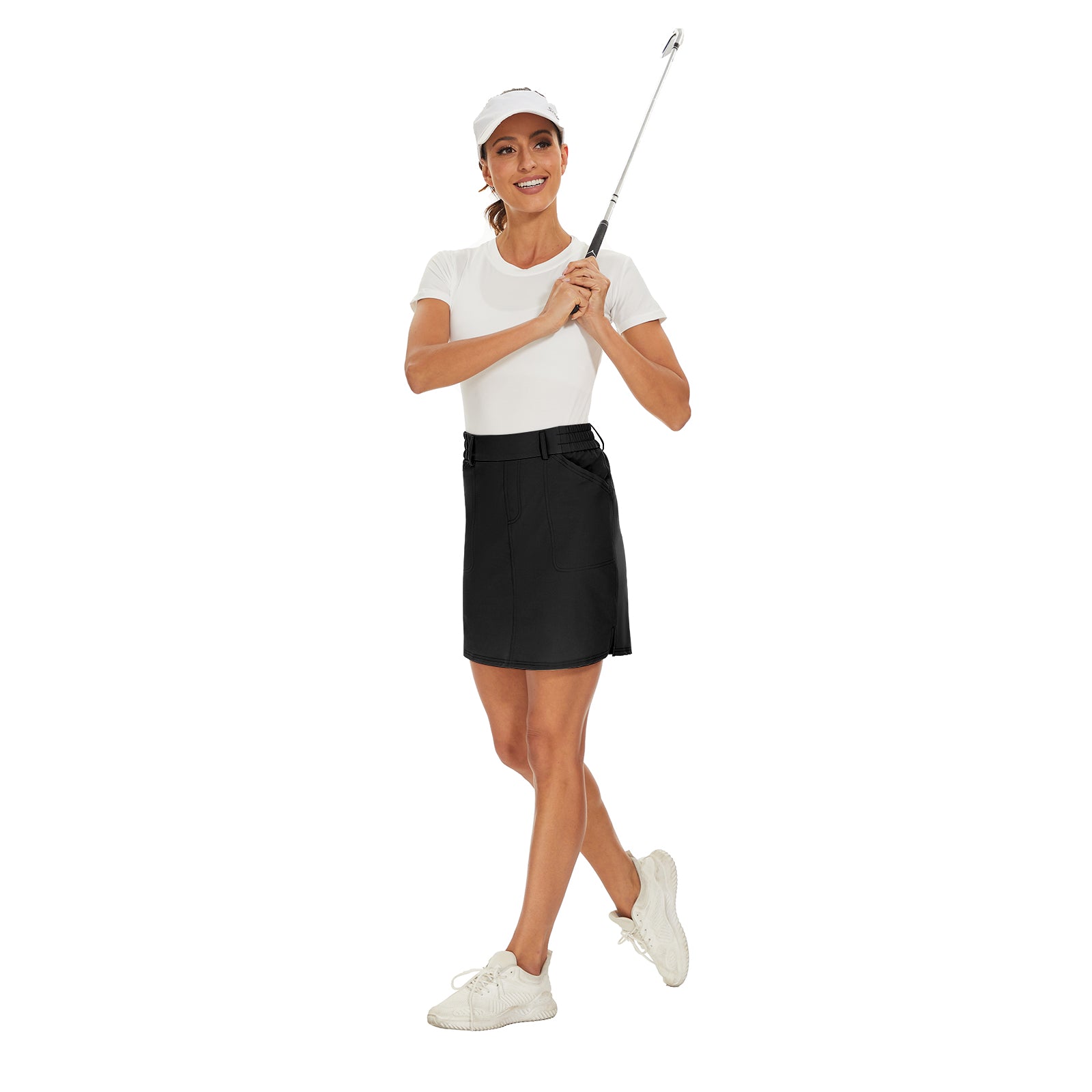 MOTEEPI 18" Skorts Skirts for Women Knee Length Golf Skirt Tennis Skirt High Waisted Skort Athletic Casual Summer