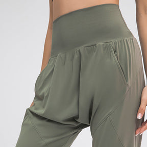 High Waisted Elastic Waistband Joggers