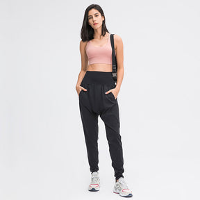 High Waisted Elastic Waistband Joggers